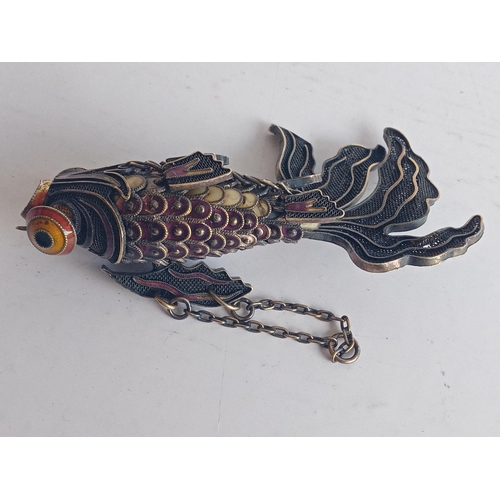 3 - Silver & Enamel Articulated Fish