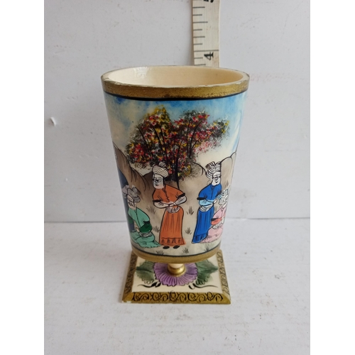 60 - Antique Persian Hand Painted Spill Vase