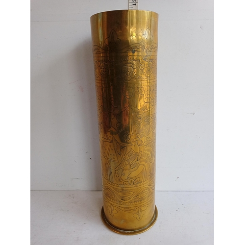 77 - Nicely Engraved with Egyptian Theme Trench Art Shell