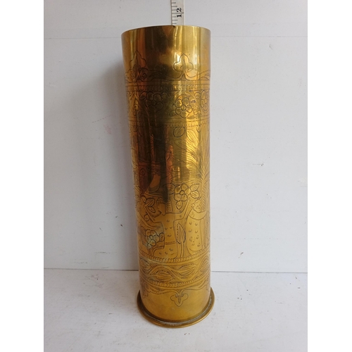 77 - Nicely Engraved with Egyptian Theme Trench Art Shell