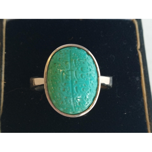 8 - Silver & Turquoise Ring, size U 1/2