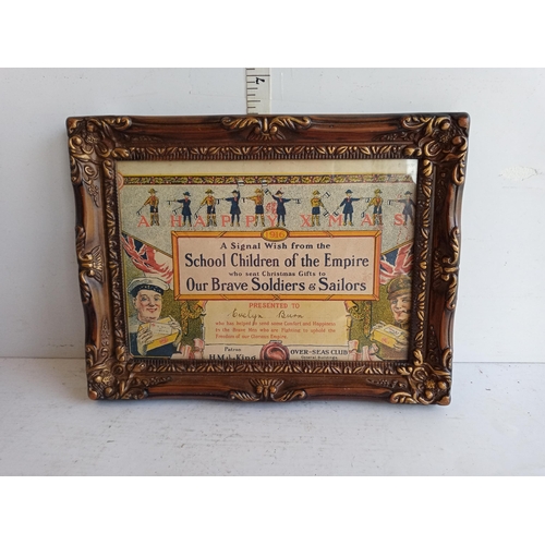 91 - Framed Over Seas Sailors Club Ephemera