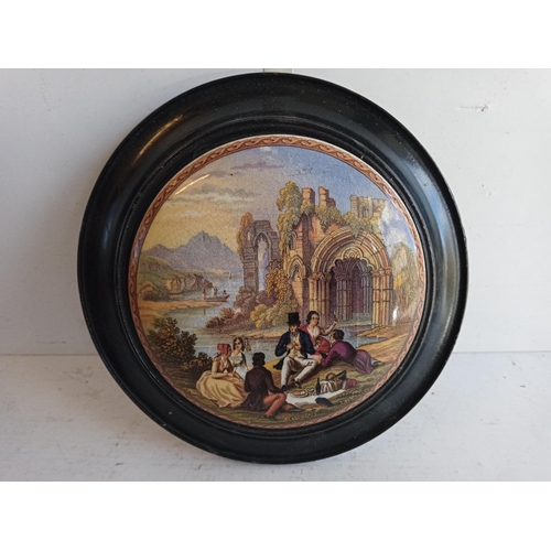 92 - Victorian Pratt ware Framed Lid