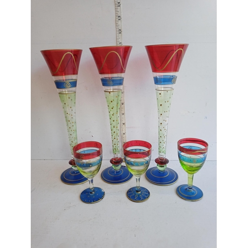 98 - Multi Coloured Vintage Drinking Glasses