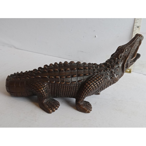 52 - Very Well Cast Heavy Bronze Crocodile