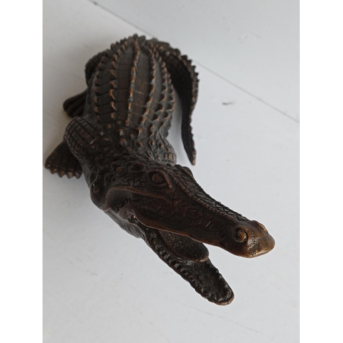 52 - Very Well Cast Heavy Bronze Crocodile