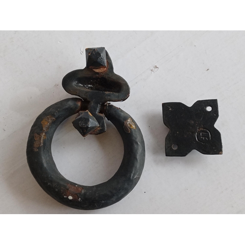 71 - Very Old Wrought Iron Door Knocker with Stud