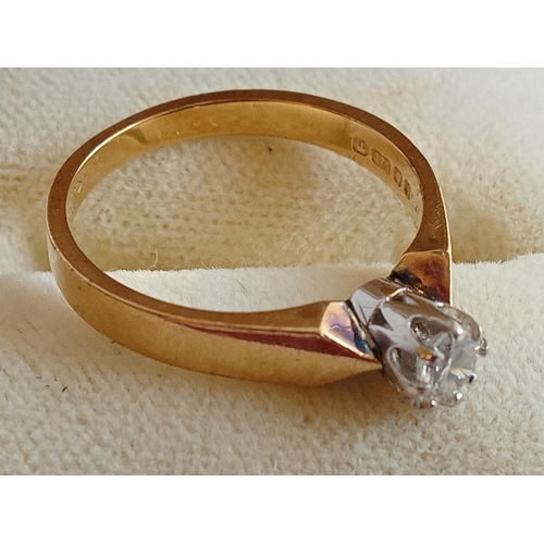 33 - 9ct Gold Solitaire Real Diamond Ring, size k1/2