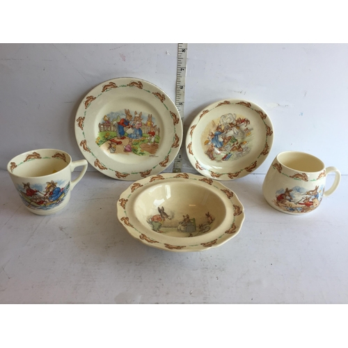 114 - Royal Doulton Bunnikins Cups,Plate & Bowl.