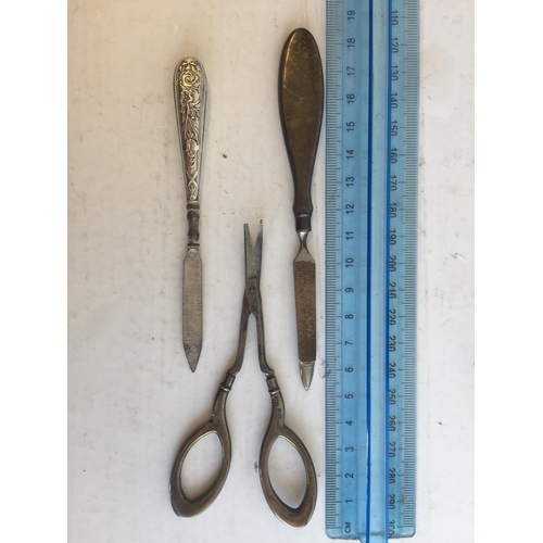 135 - 3 Silver Handled Manicure Items