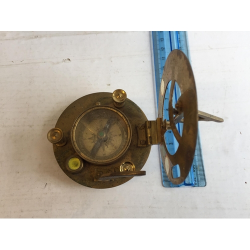 241 - Good Quality Sun Dial Compass in Wooden Box