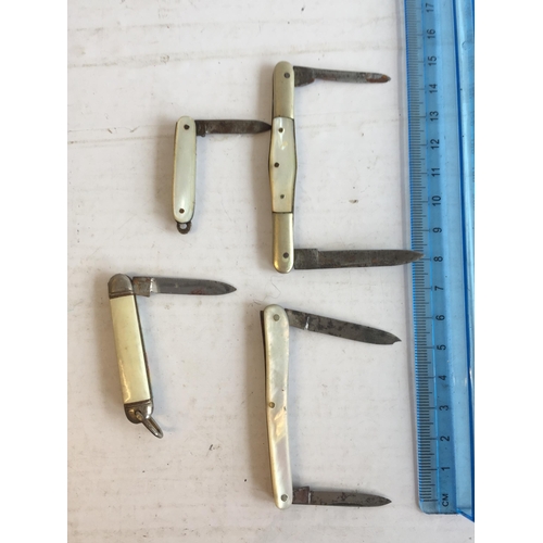 291 - 4 Miniature penknives, Some with Mother of Pearl