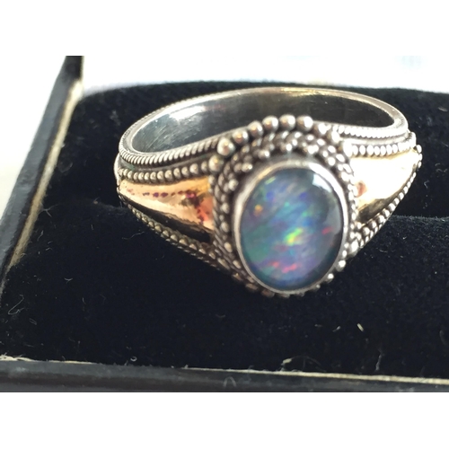 309 - Silver & Opal Ring, size S