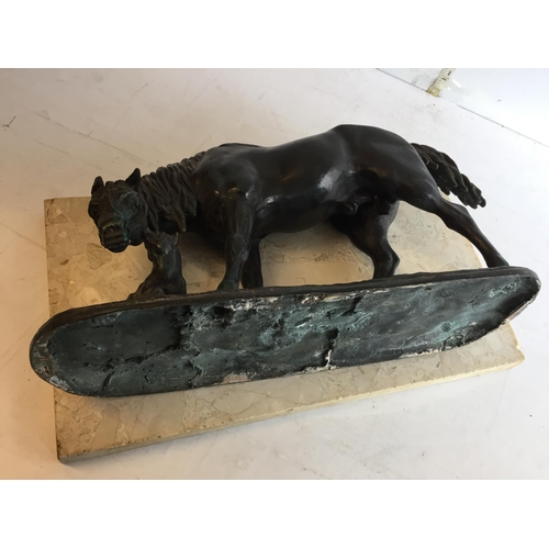 345 - Heavy Bronze Horse & Dog ornament on Marble Base