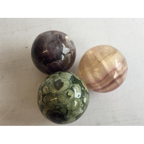 354 - 3 Treak Cliff Blue John Spheres