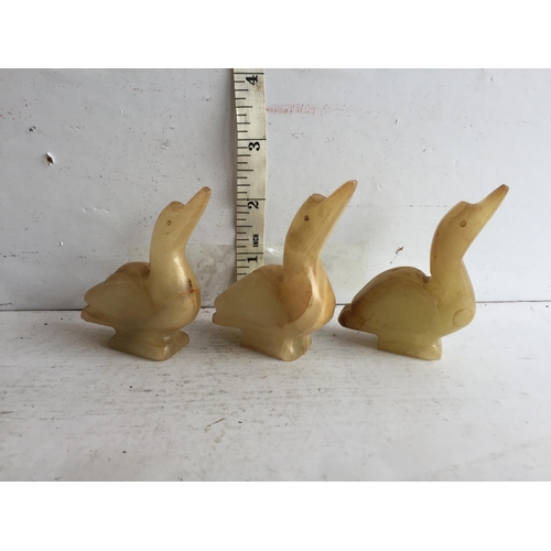 367 - 3 Jade/Hardstone Chinese Carved Ducks