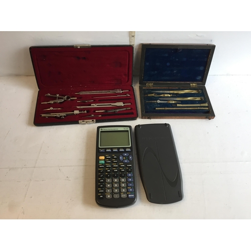 158 - 2 Antique Draftsman's Set & Scientific Calculator