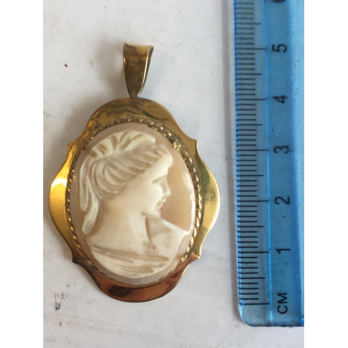 75 - Gold Tone Set Cameo