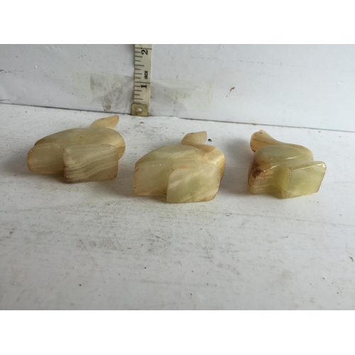 134 - 3 Jade/Hardstone Chinese Carved Ducks