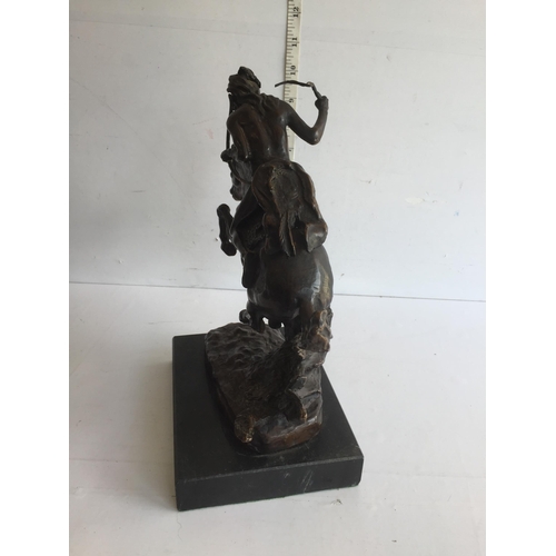 229 - Signed Remington Style Bronze Horse on Marble Base. Very Nice Casting