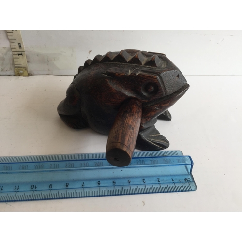 239 - Unusual Carved Wooden Frog Musical Instrument