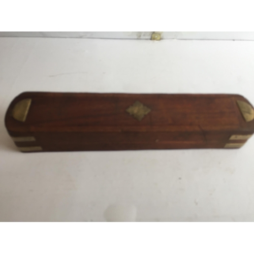 241 - Wooden Pencil Case, Brass Bound