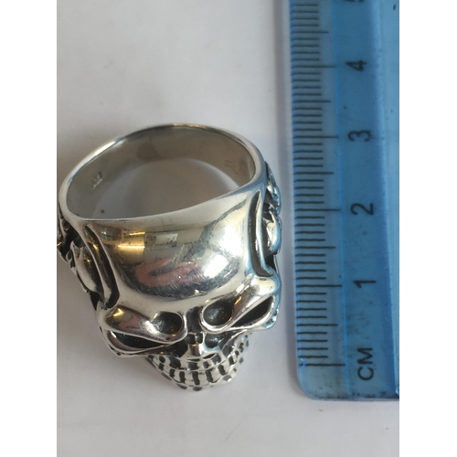 5 - Solid Silver Skull Ring, Size X