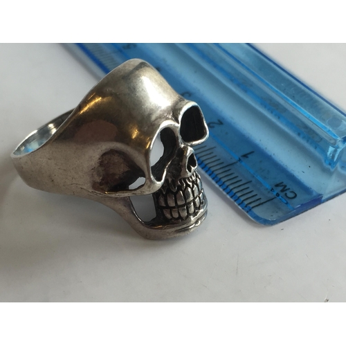 6 - Solid Silver Skull Ring, Size Z