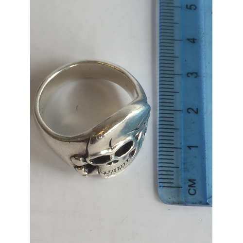 7 - Solid Silver Skull Ring, Size Z2