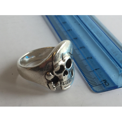 7 - Solid Silver Skull Ring, Size Z2