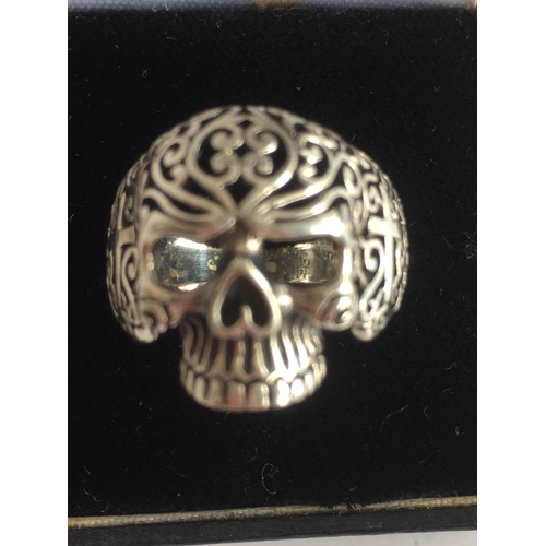 8 - Solid Silver Skull Ring, Size P