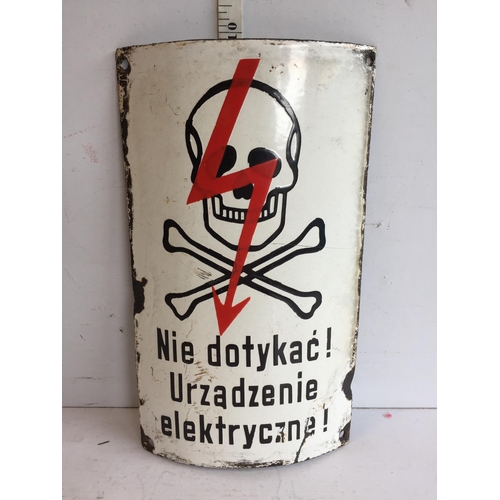 117 - Polish Sign, Do Not Touch Electrical Appliance Prisoner of War Enamel Sign