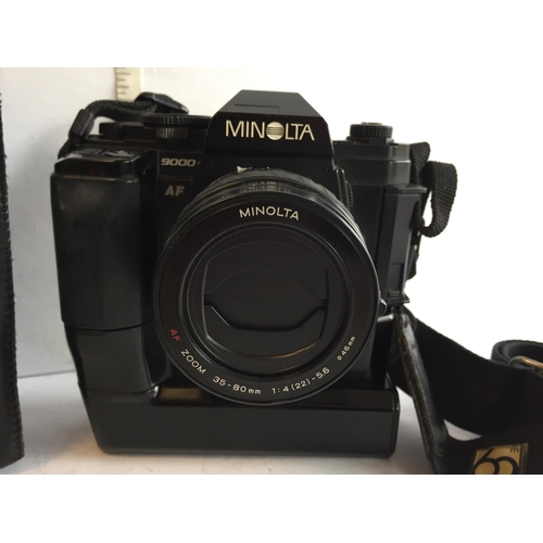 121 - 9000 Minolta Camera with Motor Drive,Lens and Flash