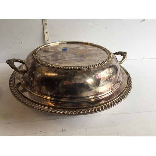 137 - Good Quality Silver Plate Entree Dish & Tray