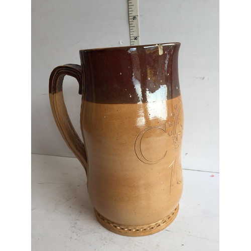 138 - Old Doulton Lambeth Stoneware Jug, Damaged