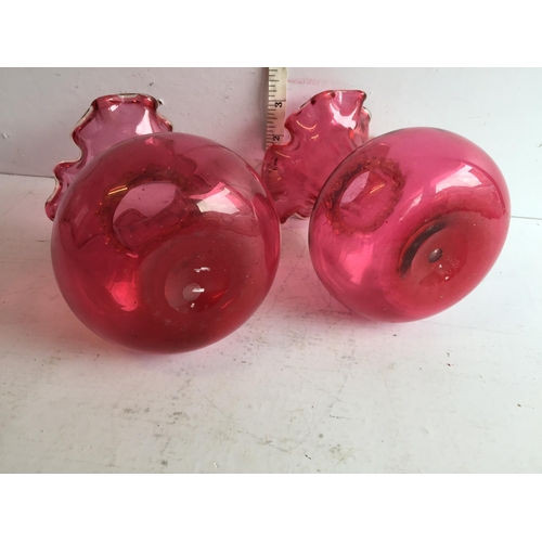 139 - Pair of Cranberry Glass Vases