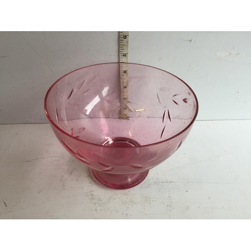 145 - Heavy Cranberry Glass Bowl