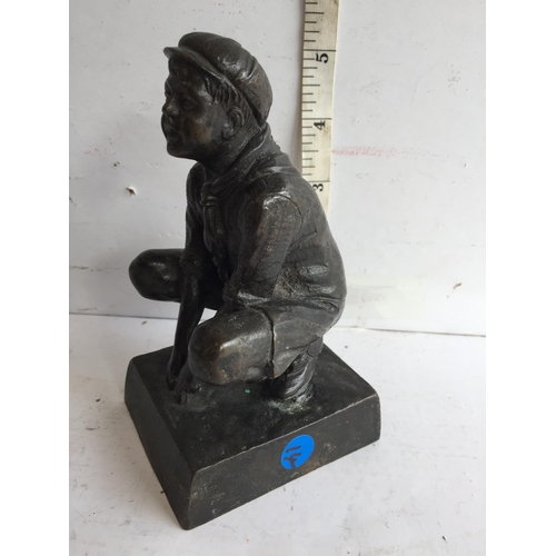 168 - Circa 1900 Bronze Boy Scout Figure