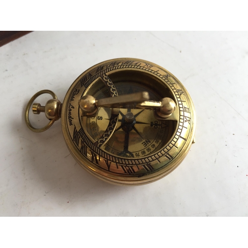 179 - Sundial Compass in Wooden  Box