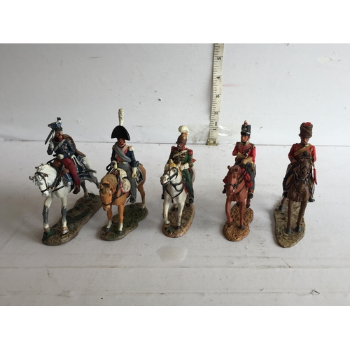 215 - 5 Assorted Delprado Military Lead Horses & Riders