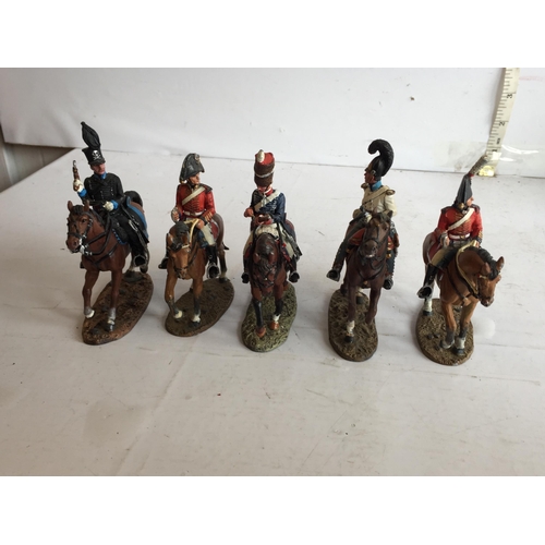 225 - 5 Assorted Delprado Military Lead Horses & Riders