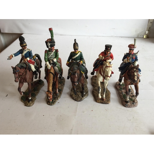 228 - 5 Assorted Delprado Military Lead Horses & Riders