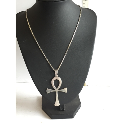 311 - Large Silver Cross & Chain