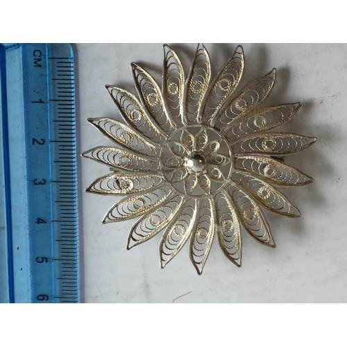 312 - Vintage Silver Sun Brooch