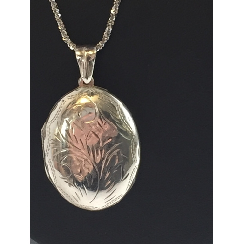 316 - Silver Locket & Chain