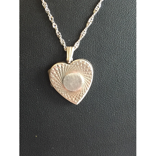 317 - Silver Heart Locket & Chain