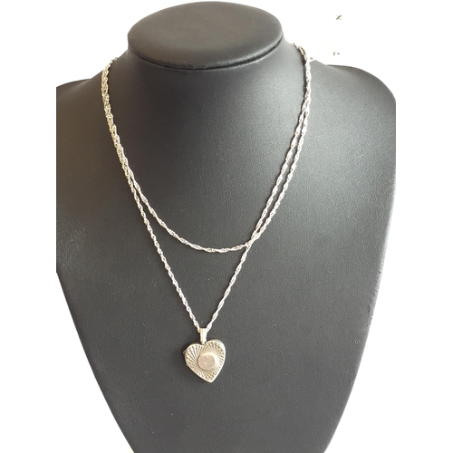 317 - Silver Heart Locket & Chain