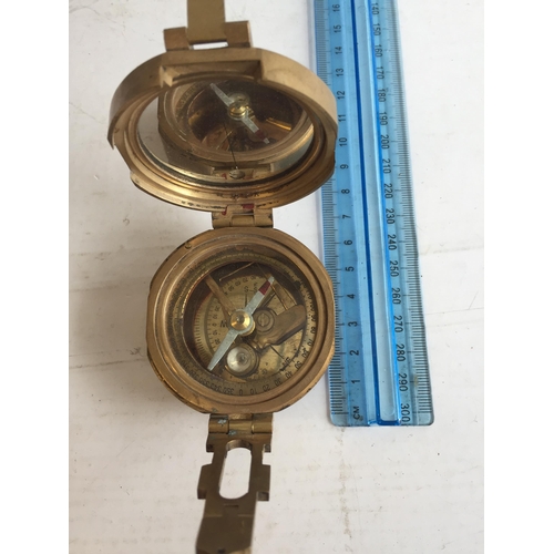 66 - Heavy Brass Compass in Wood Case