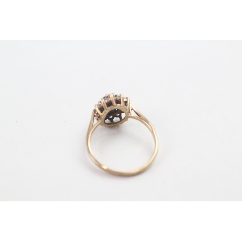 1 - 9ct gold sapphire & white gemstone halo ring