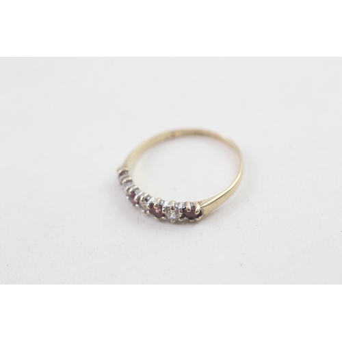 14 - 9ct gold white gemstone & ruby half eternity ring